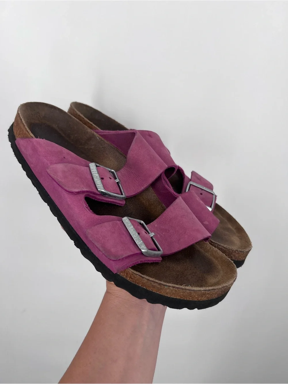 Birkenstock Dark Fuchsia Pink Suede Arizona Sandals 39